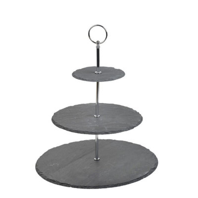 Urbn-Living 3-Tier Natural Slate Round Cake Stand from B&Q