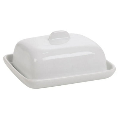 Urbn-Living Set Of 1White Rectangle Mini Ceramic Butter Dishes With Lid from B&Q