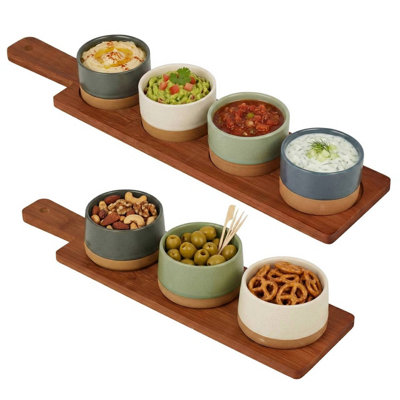 Urbn-Living Set Of 54/5 Piece Bamboo Dip Bowl Serving Set