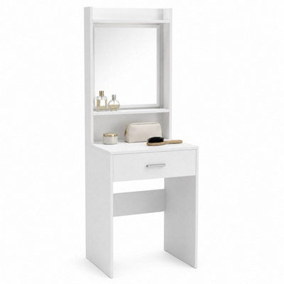 B&Q -  White Dressing Table With Mirror Drawer And Without Stool Padded Stool Bedroom Vanity Set