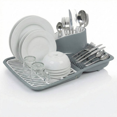Urbn-Living Dish Drainer Rack With Drip Tray & Cutlery Holder Plastic Kitchen Drying Stand from B&Q