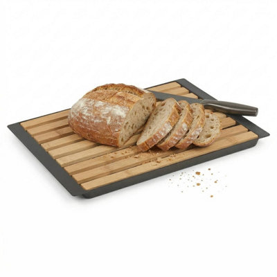 Urbn-Living Bamboo Bread Cutting Board With Crumb Catcher Tray Slatted Chopping Board from B&Q