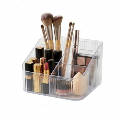 Urbn-Living Clear Plastic Makeup Organiser Cosmetic Storage Holder With 6 Compartments
