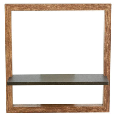 B&Q -  Modern Wooden Floating Wall Shelf Geometric Display Unit Wall Mounted Storage ShelfSquare