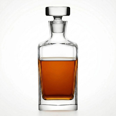 Urbn-Living Crystallin Glass Whiskey Decanter Square Liquor Bottle With Glass Stopper800Ml