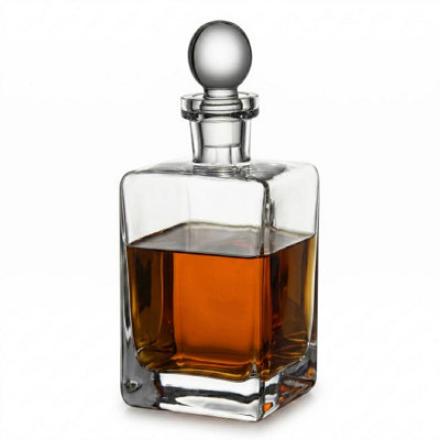 Urbn-Living Crystallin Glass Whiskey Decanter Square Liquor Bottle With Glass Stopper750Ml