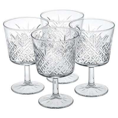 Urbn-Living 270Ml Set Of 4 Stemmed Cocktail Glasses Diamond Pattern Goblets Barware Drinkware from B&Q