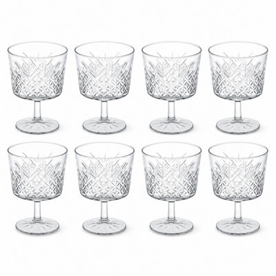 Urbn-Living 270Ml Set Of 8 Stemmed Cocktail Glasses Diamond Pattern Goblets Barware Drinkware from B&Q
