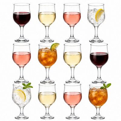 B&Q -  315Ml Set Of 12 Stemmed Goblet Drinking Glasses Wine Water Cocktail Dessert Barware