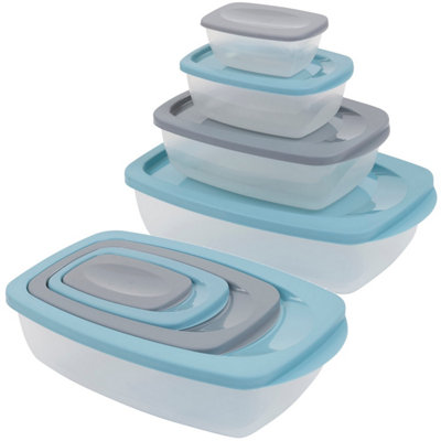 B&Q -  Nesting Set Of 2 Food Storage Containers W/ Lids Plastic Kitchen Fridge Freezer Space-Saving