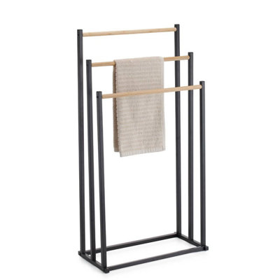 B&Q -  Urbnliving 3 Tier Freestanding Towel Rack Bathroom Stand Holder Floor Drying BarBamboo