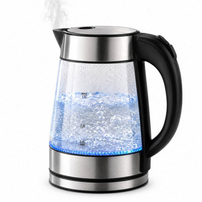 Urbn-Living Urbnliving 1.7L Glass Electric Kettle 3000W Fast Boil Blue Led Cordless Stainless Steel Jug from B&Q