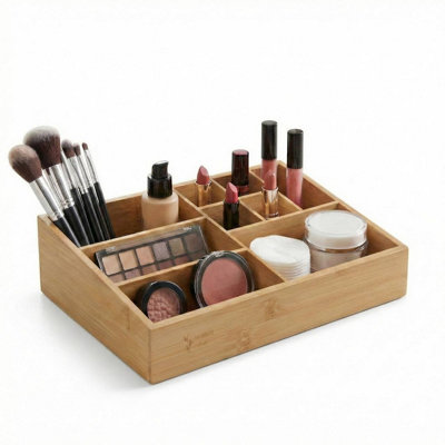 Urbn-Living Urbnliving Bamboo Wooden Make Up Cosmetic Organiser Vanity Storage Box9 Compartment from B&Q