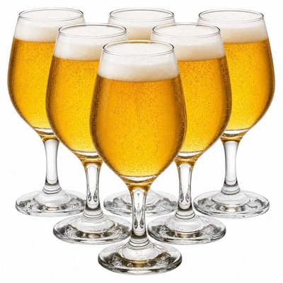 Queensway Home and Dining Set Of 6 Tulip Shaped Stemmed Glasses 395Ml Home Bar Drinking Goblets from B&Q