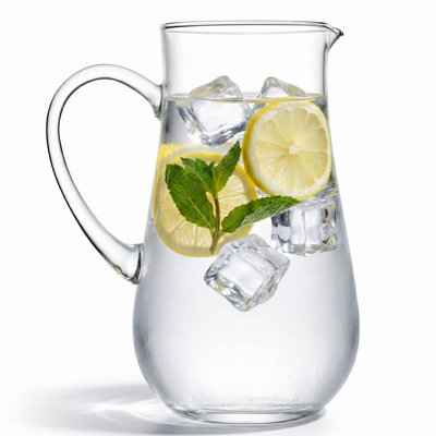 Queensway Home and Dining Handmade Crystalin Glass Serving Jug Carafe With Ice Lip & Handle2.5L from B&Q