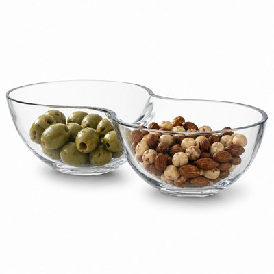 B&Q -  Crystallin Glass Divided Snack Bowl Serving Dish For DipsOlives & NibblesDouble Bowl