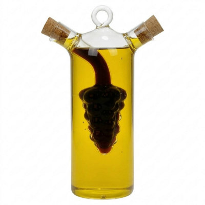 Queensway Home and Dining 2 In 1 Glass Oil & Vinegar Cruet Bottle Dual Chamber Dispenser With Cork Stopper250Ml from B&Q