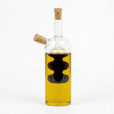 Queensway Home and Dining 2 In 1 Glass Oil & Vinegar Cruet Bottle Dual Chamber Dispenser With Cork Stopper200Ml from B&Q