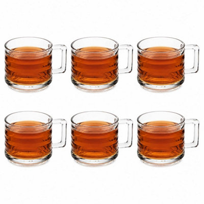 Queensway Home and Dining Queensway Home & Dining Clear Glass Tea Coffee Mugs Textured Hot Drink Cups250MlSet Of 6