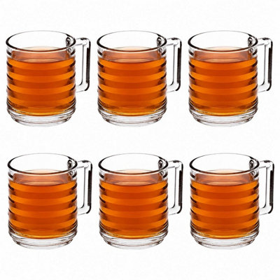 Queensway Home and Dining Queensway Home & Dining Clear Glass Tea Coffee Mugs Textured Hot Drink Cups320MlSet Of 6