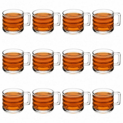 Queensway Home and Dining Queensway Home & Dining Clear Glass Tea Coffee Mugs Textured Hot Drink Cups250MlSet Of 12
