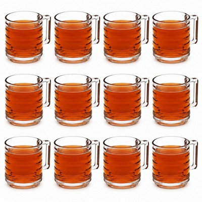 Queensway Home and Dining Queensway Home & Dining Clear Glass Tea Coffee Mugs Textured Hot Drink Cups320MlSet Of 12