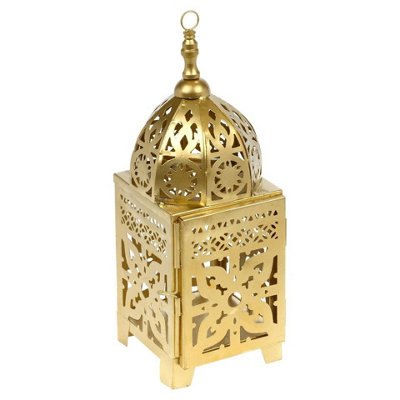 B&Q -  Urbnliving Gold Metal Moroccan Lantern Tealight & Votive Candle HolderSmall Set Of 1