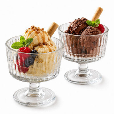 Queensway Home and Dining Queensway Home & Dining 240Ml Clear Glass Footed Dessert Bowls Retro Sundae CupsSet Of 2