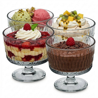 Queensway Home and Dining Queensway Home & Dining 240Ml Clear Glass Footed Dessert Bowls Retro Sundae CupsSet Of 4
