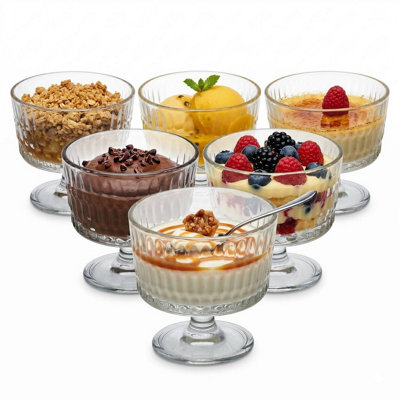 Queensway Home and Dining Queensway Home & Dining 240Ml Clear Glass Footed Dessert Bowls Retro Sundae CupsSet Of 6