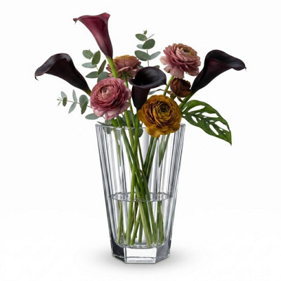 Queensway Home and Dining Queensway Home & Dining 25Cm Handcrafted Crystallin Clear Glass Flower Vase Centrepiece Gift from B&Q