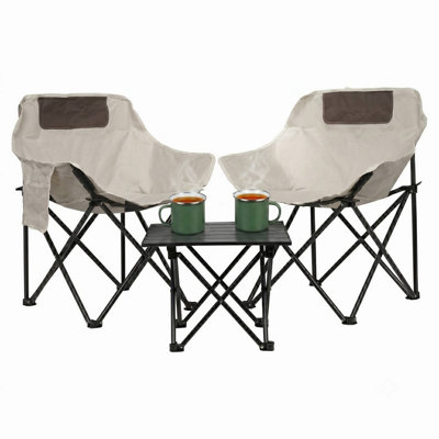 B&Q -  Urbnliving Foldable Camping Table & Chairs Set With Storage Pockets