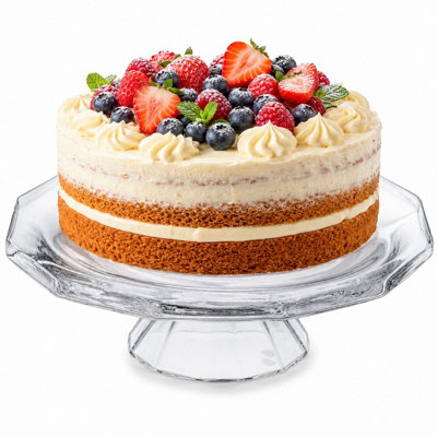 Queensway Home and Dining Queensway Home & Dining 24Cm Handcrafted Crystallin Glass Footed Cake Plate Pedestal Stand from B&Q