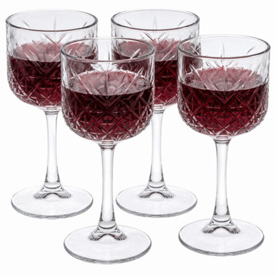 Urbn-Living Set Of 4 Cut Glass Cocktail Goblets 500Ml Vintage Wine & Gin Stemmed Drinking Glasses