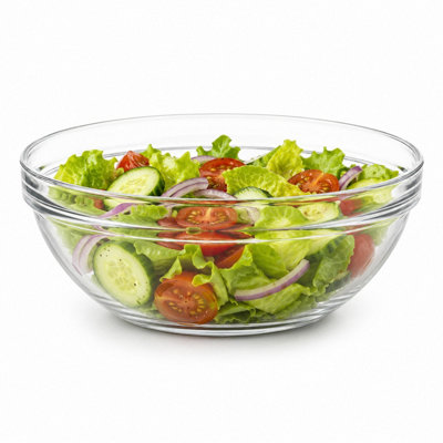 B&Q -  Queensway Home & Dining Clear Tempered Glass Mixing Bowl Stackable Salad Baking Serving DishwasherSmall & Set Of 1