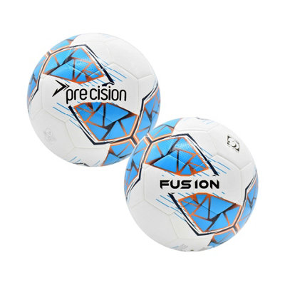 B&Q White/Cyan/Orange Precision Fusion Fifa Basic Training Ball /Grey (5) Size 5