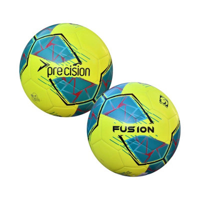 B&Q Yellow/Cyan/Red Precision Fusion Fifa Basic Training Ball Fluorescent /Teal// (4) Size 4