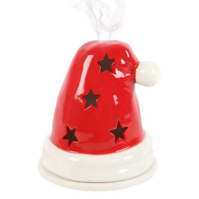  - Something Different Santa Hat Tealight And Incense Cone Holder Red/white (One Size)