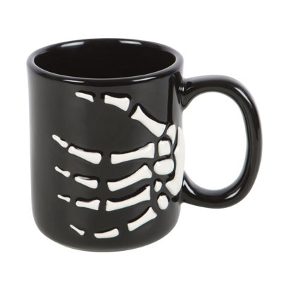Something Different Bats And Bones Skeleton Hand Mug - Black/White - Image 3