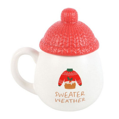 Something Different Sweater Weather Mug With Lid White/red (One Size) from B&Q