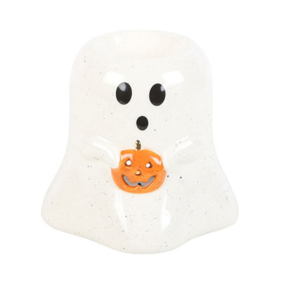 B&Q Something Different Ghost With Pumpkin Oil Burner (One Size) White/Black/Orange - B&Q