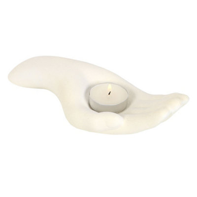  - Something Different Open Hand Tealight Holder White (One Size)