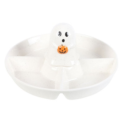 Something Different Chip & Dip Ghost Shaped Snack Dish White/black/orange (One Size) from B&Q