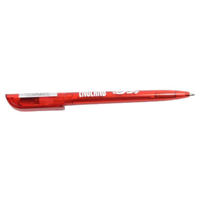 England Fa Crest Retractable Pen (Pack Of 100) - Clear/Red/White - Image 3
