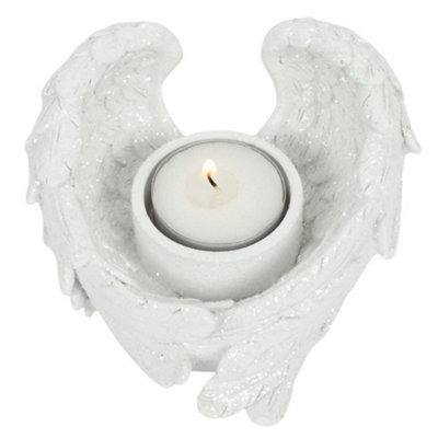 Something Different Glitter Angel Wing Candle Holder White (One Size) from B&Q
