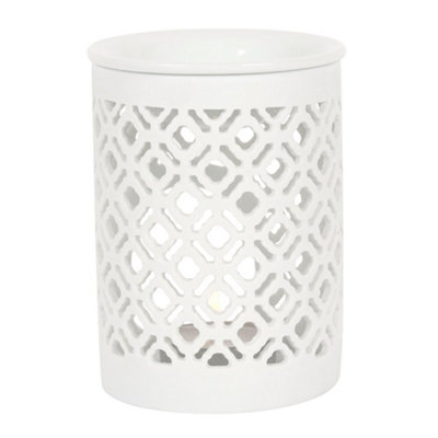  - Something Different Matte Lattice Oil Burner White (One Size)