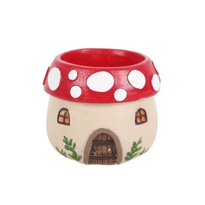 Something Different Resin Mushroom House Tealight Holder Red/white/beige (One Size) from B&Q
