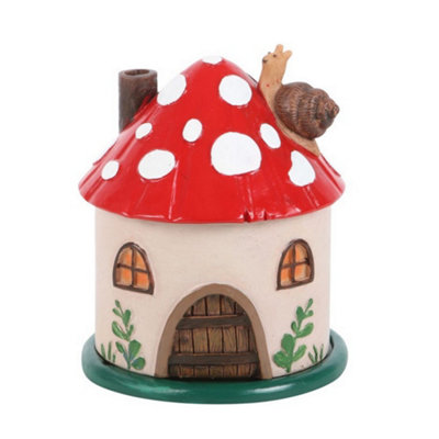  - Something Different Resin Mushroom House Incense Cone Holder Beige/red/white (One Size)