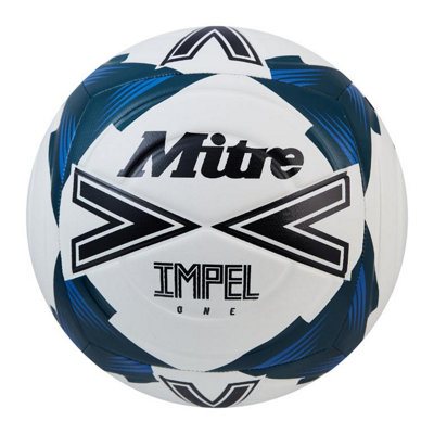 B&Q White/Black Mitre Impel One Football /Teal (5) Size 5