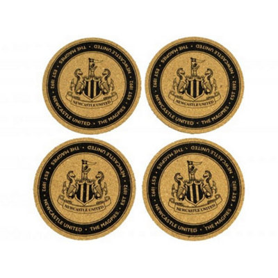  - Newcastle United Fc Cork Coaster Set (Pack Of 4) Gold/black (One Size)